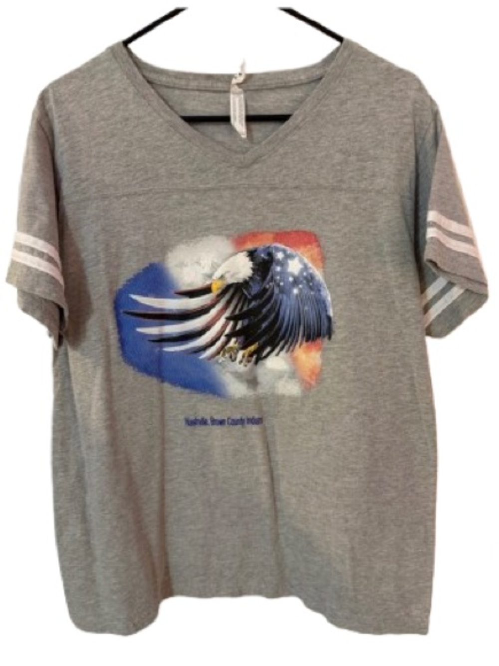 Patriotic American Bald Eagle Graphic Womens Short Sleeve V-Neck Tee XL